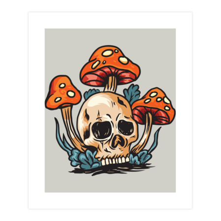 skull and mushrooms by Peekabok