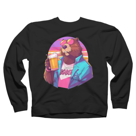 Funny 80s Retro Beaver Beer T-Shirt by Afrolatinart