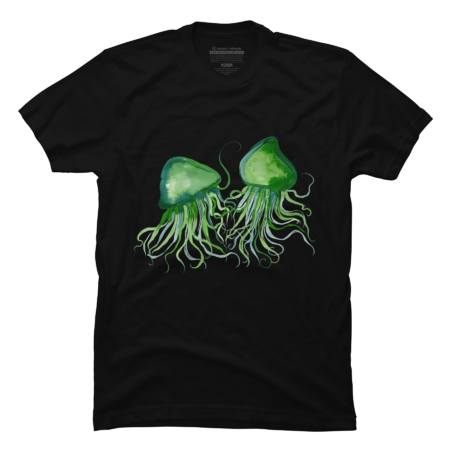 Green Ocean Jellyfish Beach Summer T-Shirt by Phsycartwork