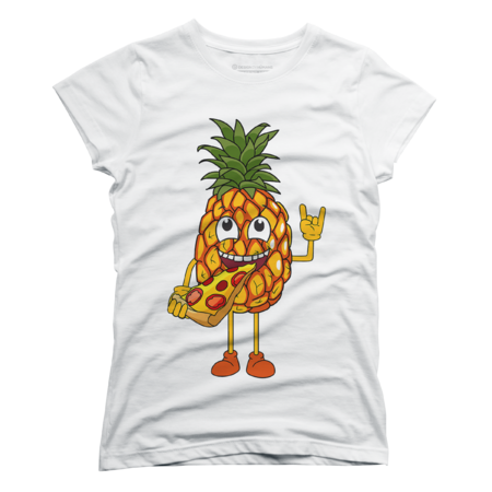 Funny Pineapple Eating Pizza T-Shirt by PaulMorris