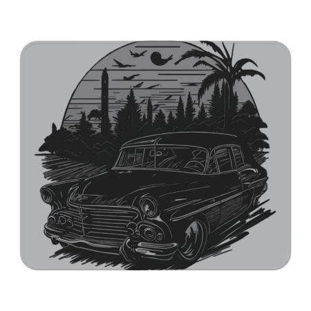 Classic car on vintage art by Esthereradesigns