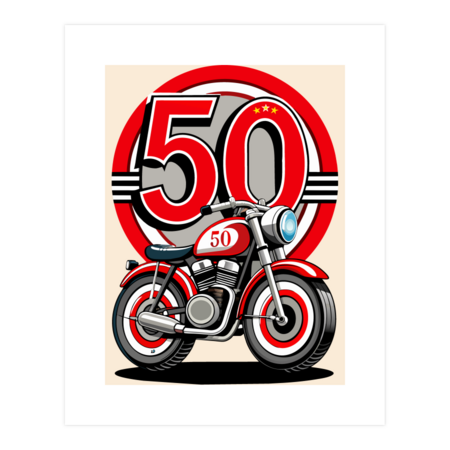Classic Bike 50th Birthday Milestone by JesterKrewArt