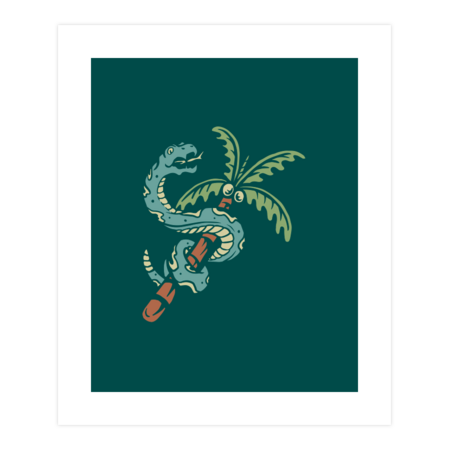 Snake and Coconut Tree by Mangustudio