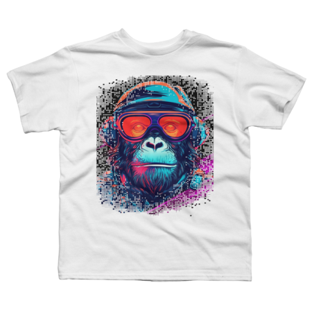 Synthwave Chimpanzee Spaceman T-Shirt by PaulMorris