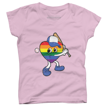 Gay Baseball LGBT-Q Pride Rainbow Heart T-Shirt by PaulMorris