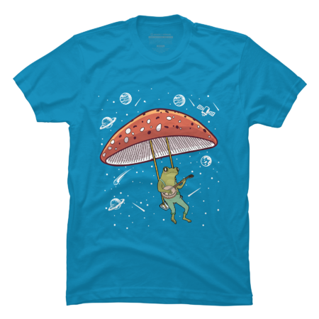 Cute Frog Playing Banjo on Mushroom T-Shirt by Martymcflay