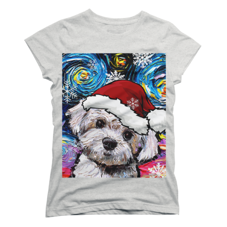 Pitbull Dog Santa hat Christmas Gift  T-Shirt by PaulMorris