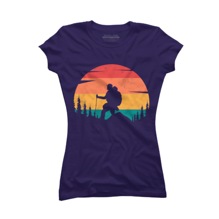 Mountain Hiker Outdoor  Retro Hiking T-Shirt by RivehArt