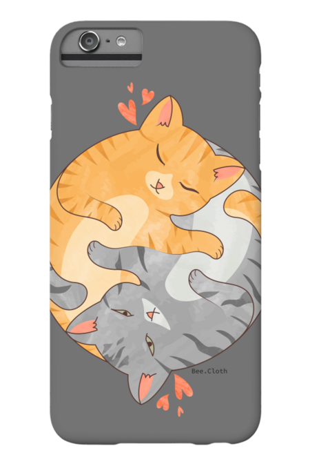 YINYANG ORANGE CAT AND GRAY CAT by BeeCloth