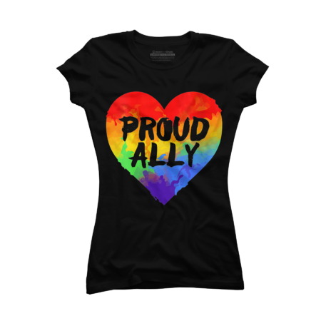 Proud Ally LGBT Gay Pride Month Rainbow Heart by AnteesocialTees