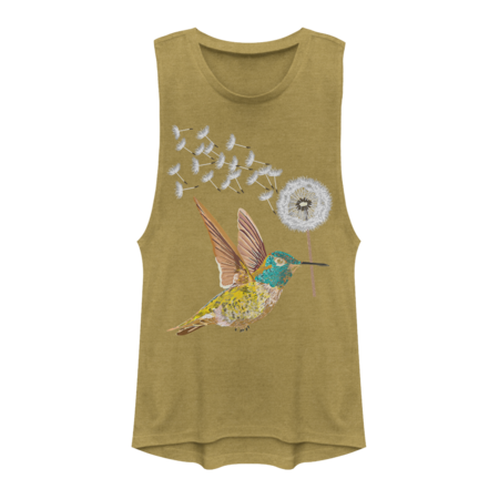 Dandelion Hummingbird Flower T-Shirt by swagldesi