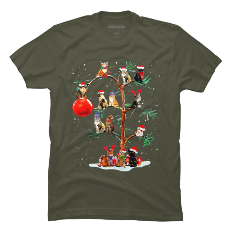 Christmas Tree Cat Lover T-Shirt by Tallullahprints