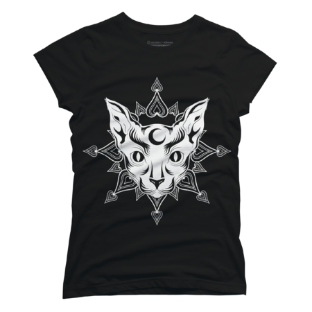 Sphynx Cat Sacred Geometry Gothic Pagan Mysticism T-Shirt by CoCoGoGo