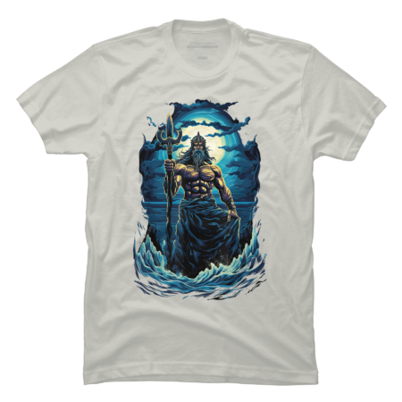 God Poseidon Ocean God Greek Mythology T-Shirt by Tallullahprints