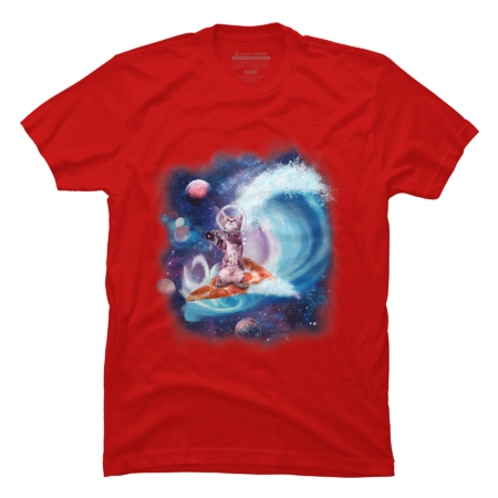 Cat Surfing On Pizza T-Shirt by CorinneW