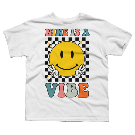 Nine Is A Vibe 9th Birthday Groovy Boys Girls 9 Years Old by ZigzagCollection