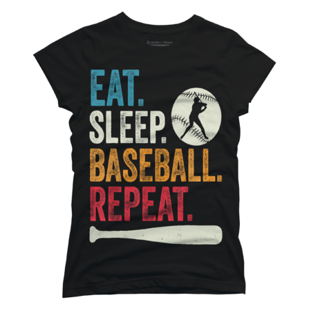 Eat Sleep Baseball Repeat T-Shirt by FunArtDesigns00