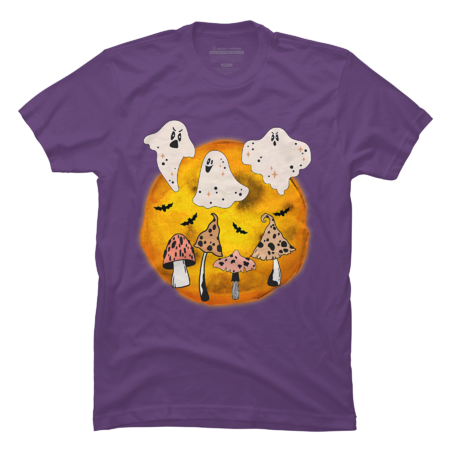 Spooky Ghost Mushroom Squad Men Women Halloween T-Shirt by Nihiruart