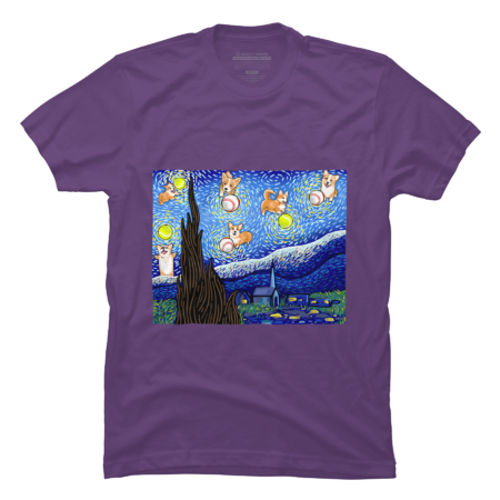 Corgi Starry Night Dog T-Shirt by falconaro