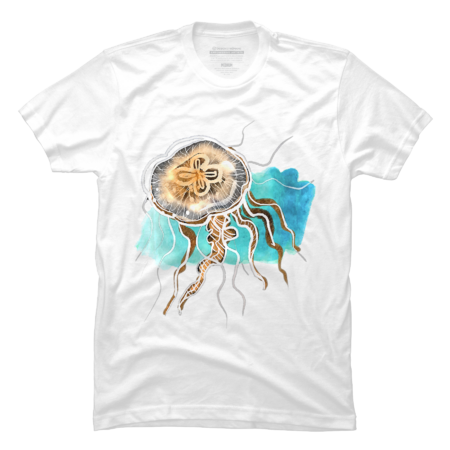 Watercolor Jellyfish Deep Ocean T-Shirt by FlwfeaWaffle