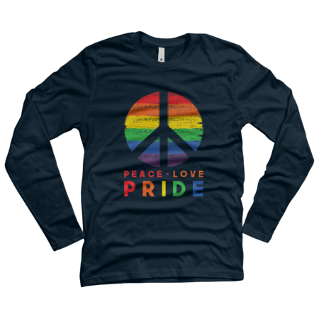 Pride Month Peace Love LGBT Rainbow Flag T-Shirt by Suissino