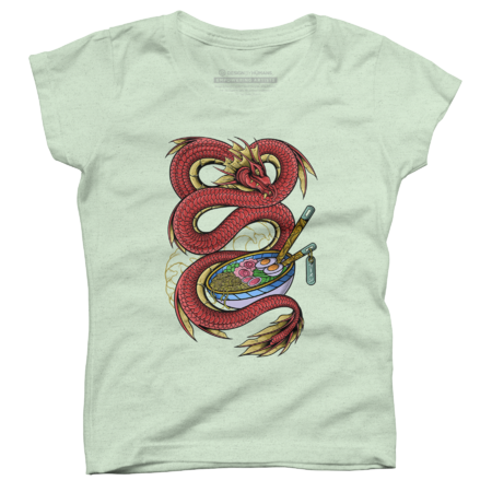 Cool Japanese Dragon Ramen T-Shirt by Suissino