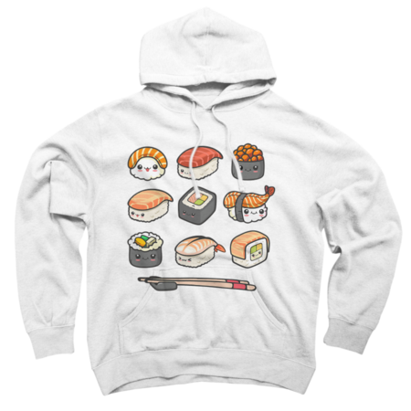 Happy Sushi Anime Kawaii Japanese Food T-Shirt by Tallullahprints