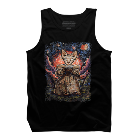 Van Gogh Art Funny Sphynx Cat T-Shirt by Bunchcat
