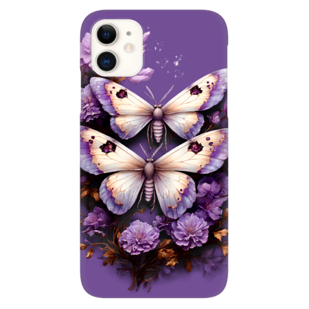 Magical Moths with Violet Flowers by EVA3