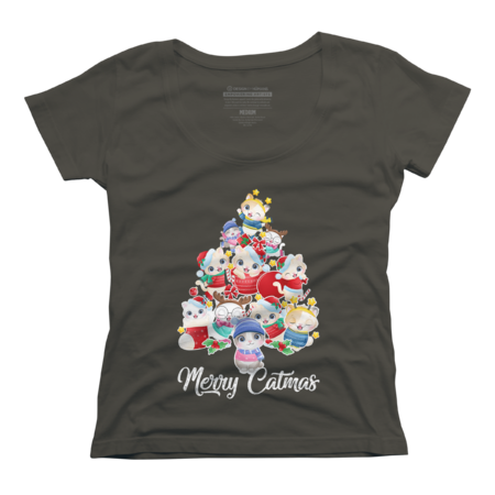 Cute Cat Christmas Tree Merry  T-Shirt by Astrixs2