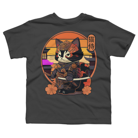 Ninja Samurai Cat Japanese T-Shirt by RattSi