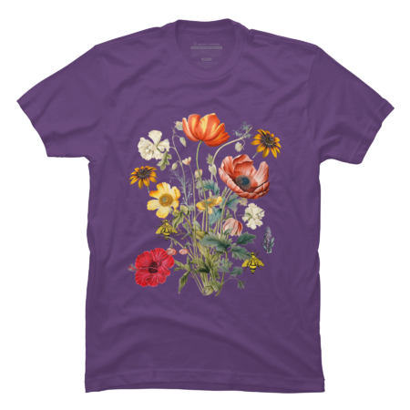 Vintage Retro Floral Flowers T-Shirt by Bunchcat