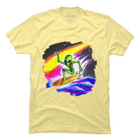 Alien Surfing in Outer Space T-Shirt by falconaro