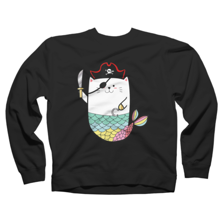 Halloween Mermaid Pirate Cat  T-Shirt by Raincot