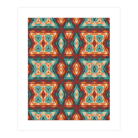 Mint Turquoise Green Caramel Brown Mosaic Pattern by LolaCapricola