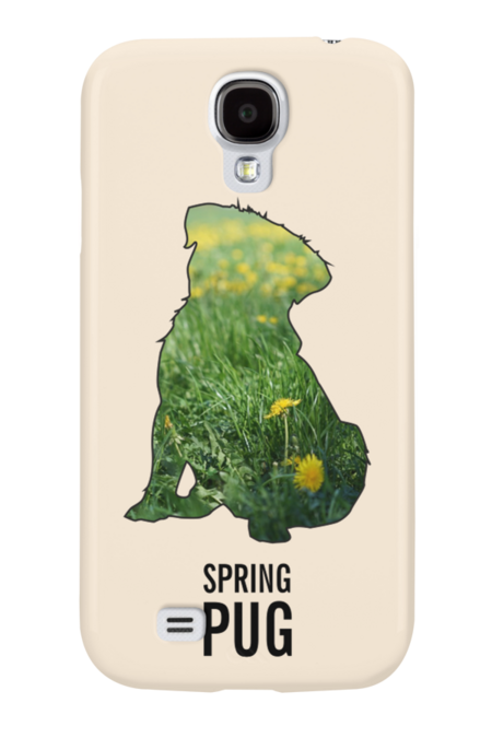 Spring pug silhouette graphic art by happycolours