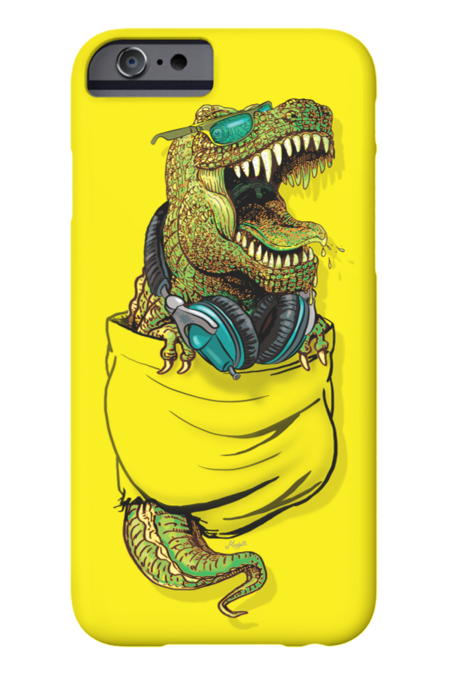 Pocket T-Rex with Headphones and Sunglasses by MudgeStudios