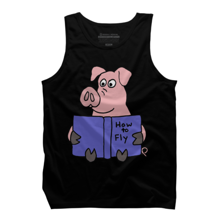 Funny Pink Pig Reading How to Fly Book by SmileToday