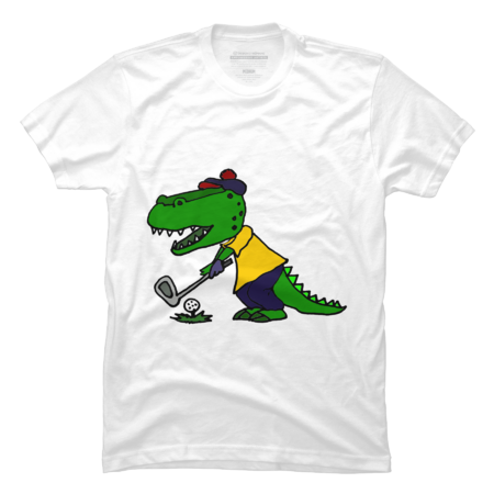 Cool Funny Green Alligator Playing Golf Art by SmileToday
