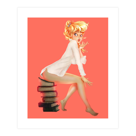 Retro Bookish Pinup Girl by MILKSHAKEnFries
