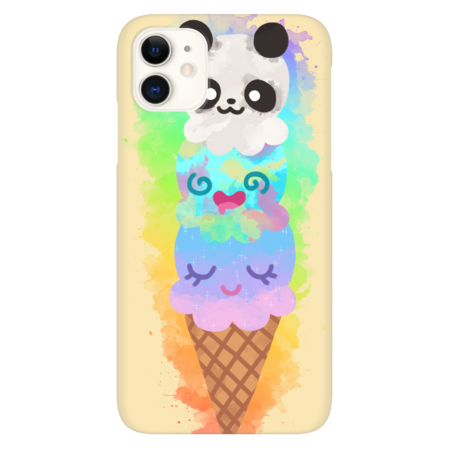 The art of savory - three colorful flavored ice cream cone with  by KittyBox
