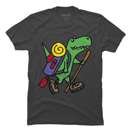 Funny Cool Green T-Rex Dinosaur Hiking by SmileToday