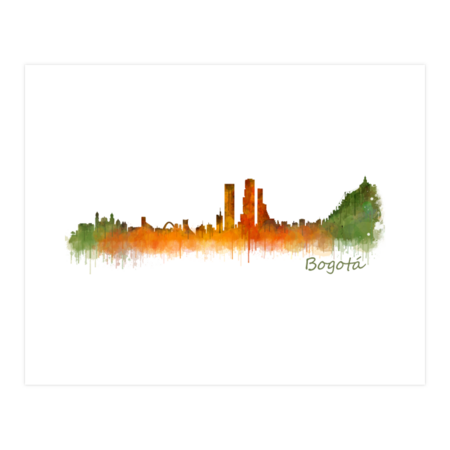 Bogotá Colombia Skyline in watercolor digital art. V2
