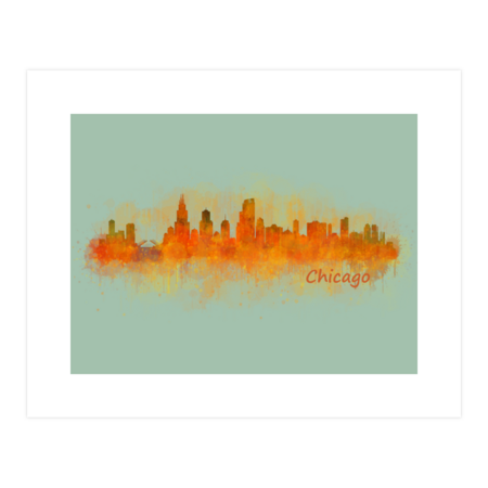 Chicago Illinois Skyline in watercolor digital art. V3 by HQPhoto