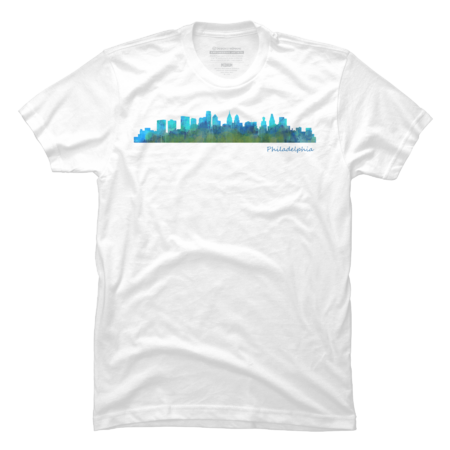 Philadelphia City Pennsylvania Skyline in watercolor v01