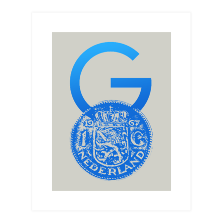 Crypto Gulden symbol with One Guilder coin (blue)