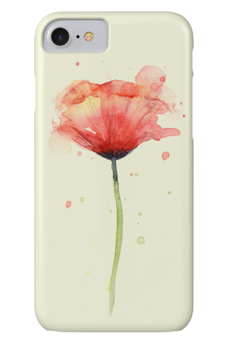 Red Poppy Watercolor by OlechkaDesign
