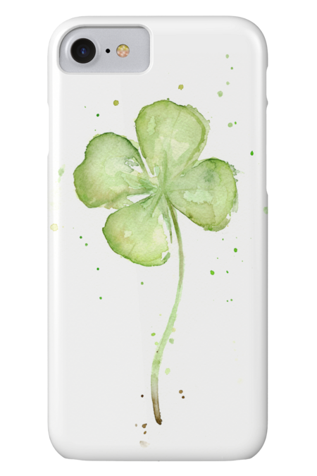 Four Leaf Clover Watercolor by OlechkaDesign