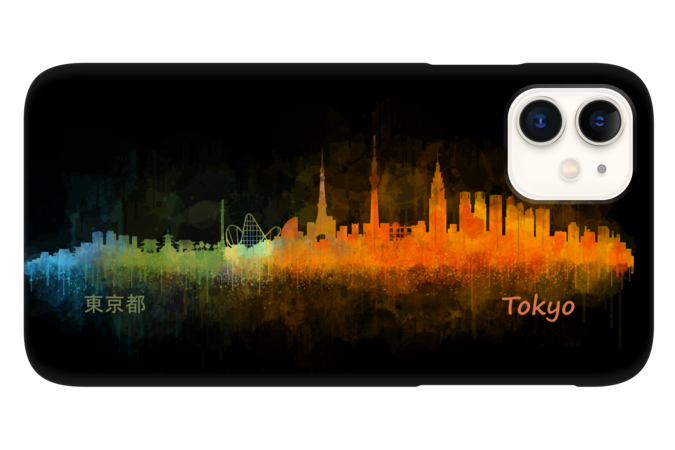 Tokyo Japan City Skyline in watercolor art. V3 by HQPhoto