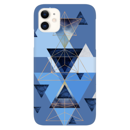 Geometric Triangles in Blue and Rose Gold by jaggedhues